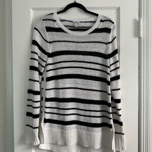 LL Bean Black White Stripe Cotton Tunic, Medium